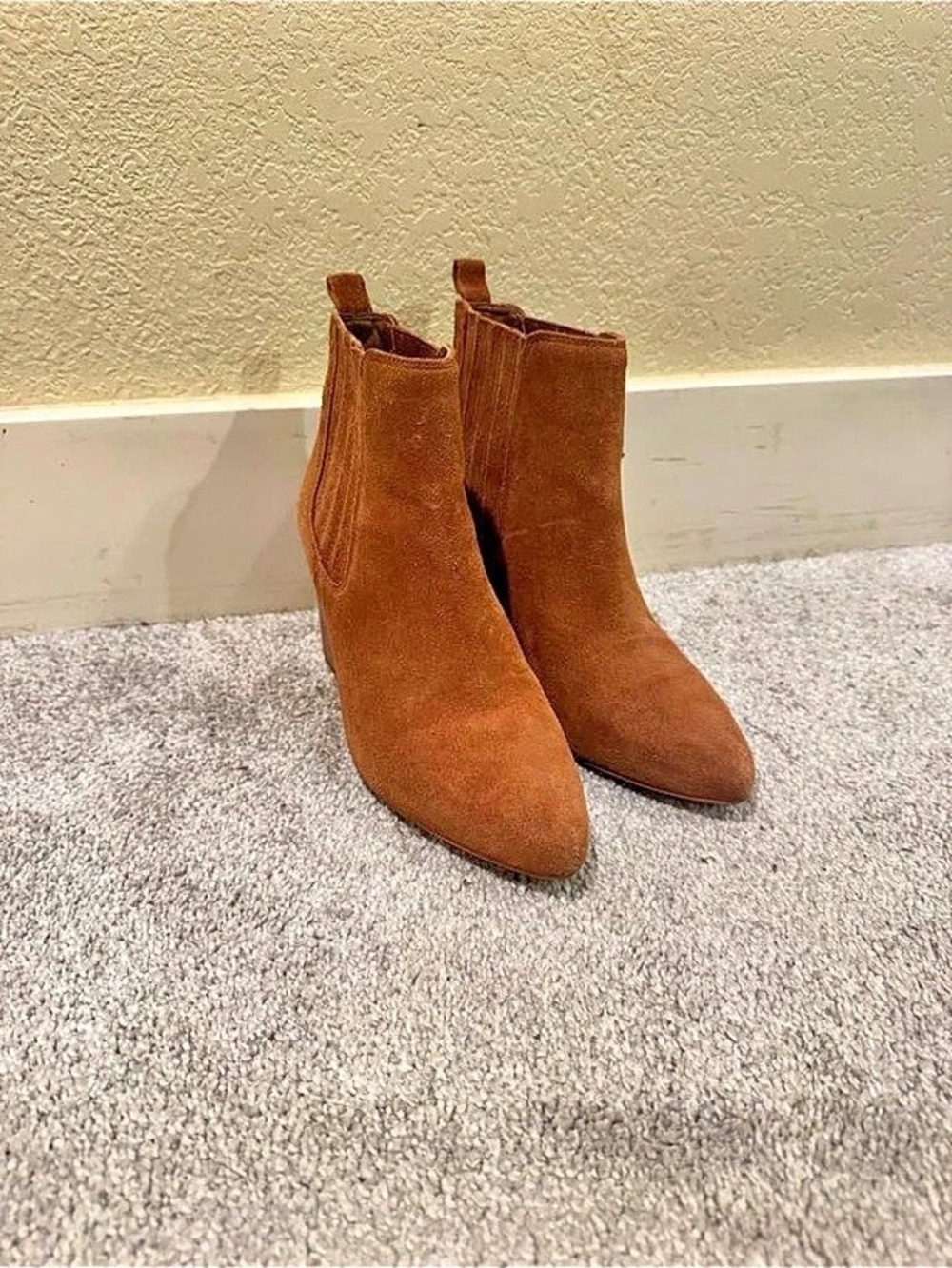 Able Brown Suede Ankle Booties Like New